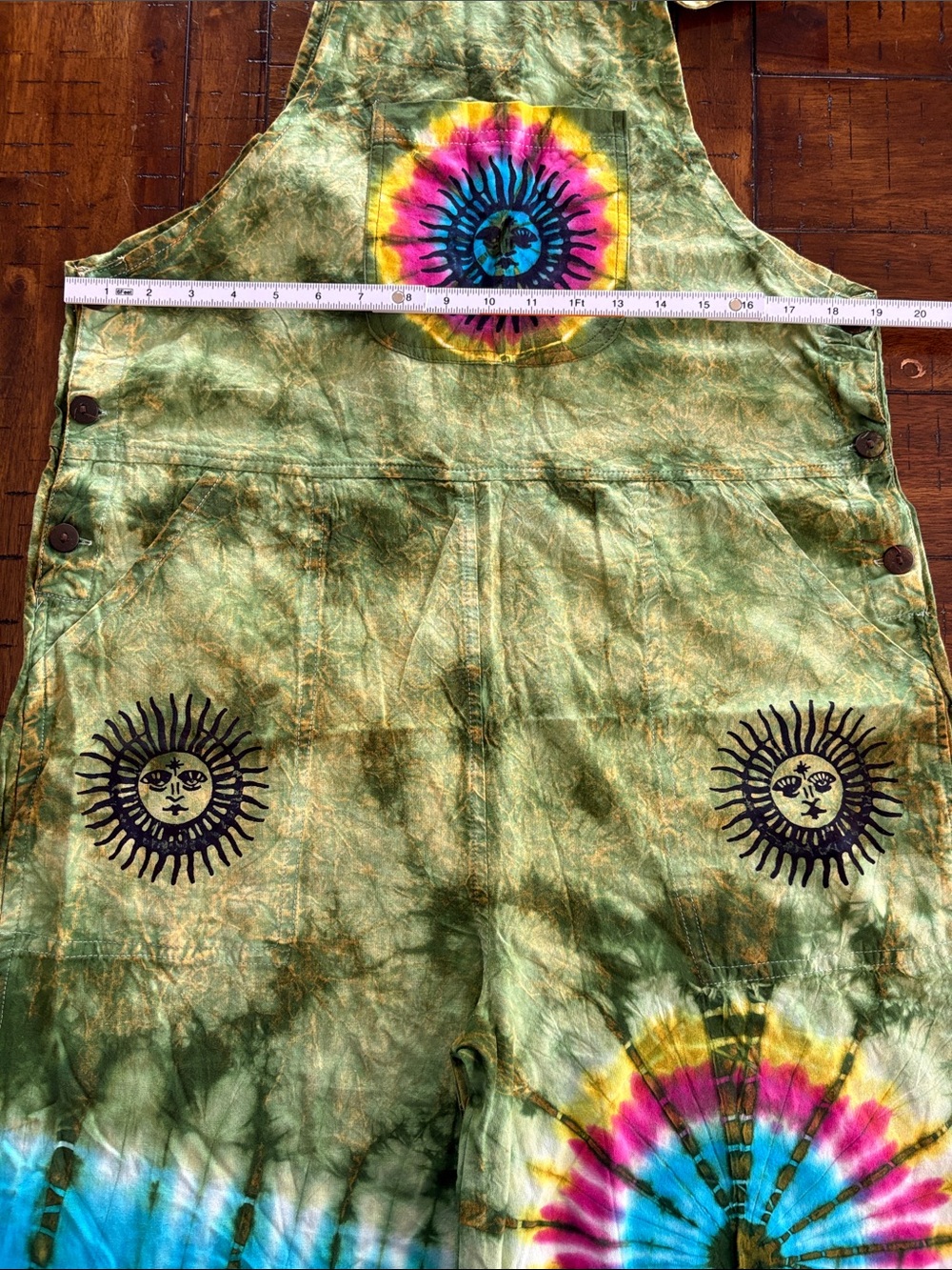 Rising International Green Tie-Dye Wideleg Overalls - NWT M - Hippie, Granola - Picture 11 of 12